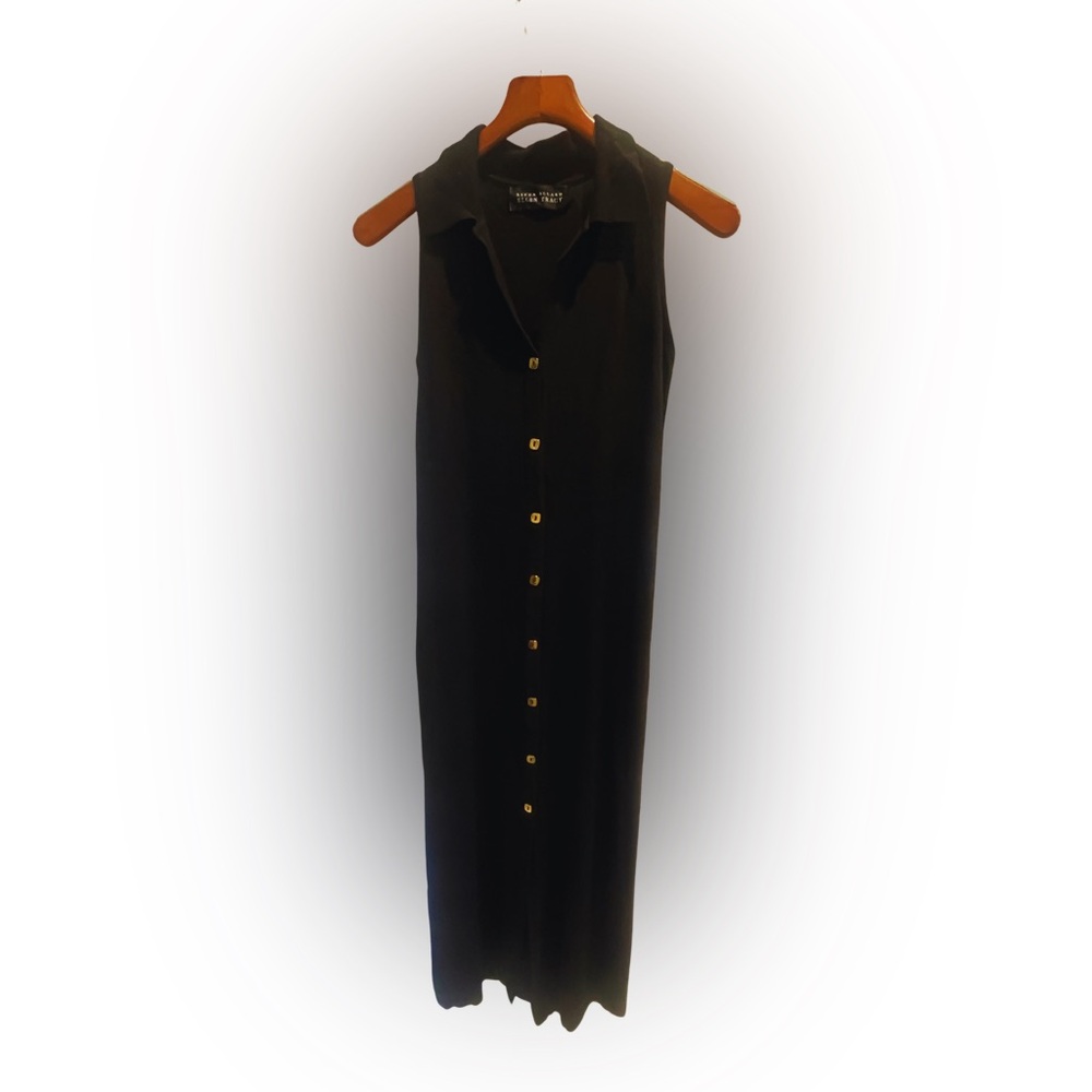 Ellen Tracy Black Maxi Dress with Button Detail size small
